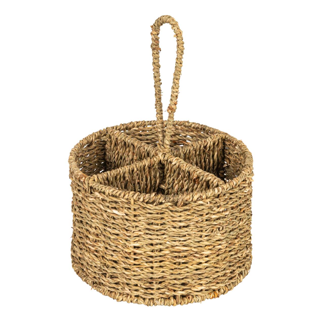 Hello Honey® 11.5" Natural Round Seagrass 4-Section Caddy